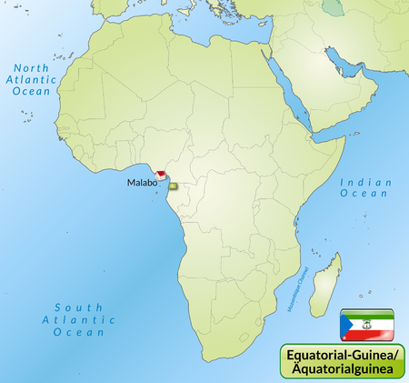 Map of Equatorial Guinea with main cities in greenのイラスト素材