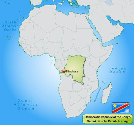 Map of congo-democratic-republic with main cities in pastel greenのイラスト素材