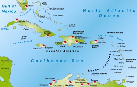 Map of Antilles as an infographic in greenのイラスト素材