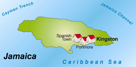 Map of Jamaica as an infographic in greenのイラスト素材