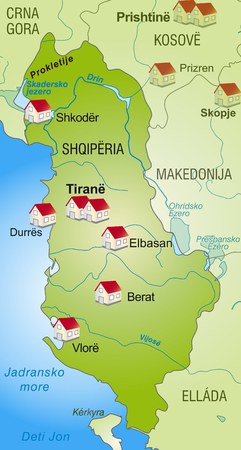 Map of Albania as an infographic in greenのイラスト素材