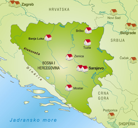 Map of Bosnia and Herzegovina as an infographic in greenのイラスト素材