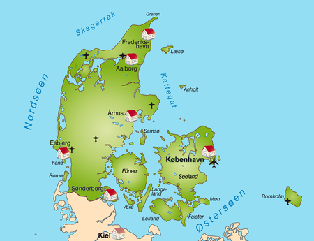 Map of Denmark as an infographic in greenのイラスト素材