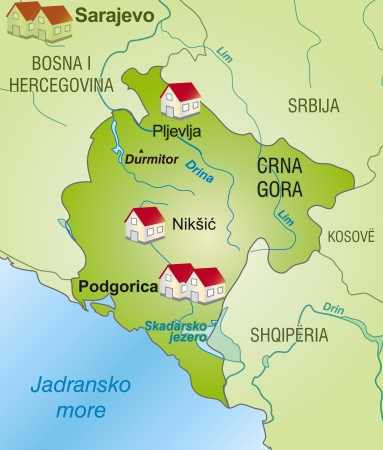 Map of Montenegro as an infographic in greenのイラスト素材
