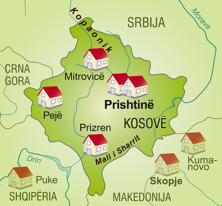 Map of Kosovo as an infographic in greenのイラスト素材