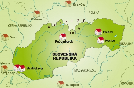 Map of Slovakia as an infographic in greenのイラスト素材