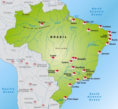 Map of Brazil as an infographic in greenのイラスト素材