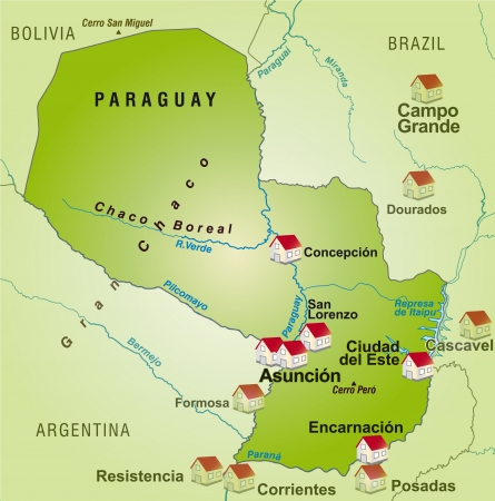 Map of Paraguay as an infographic in greenのイラスト素材