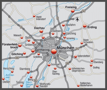 Map of Munich in grayのイラスト素材