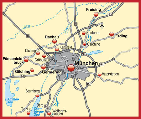 Map of Munich as an overview mapのイラスト素材