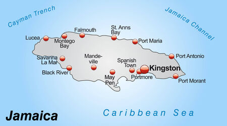 Map of Jamaica as an overview map in grayのイラスト素材