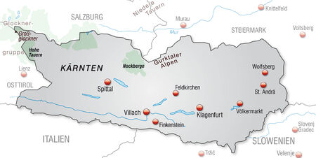 Map of Kaernten as an overview map in grayのイラスト素材