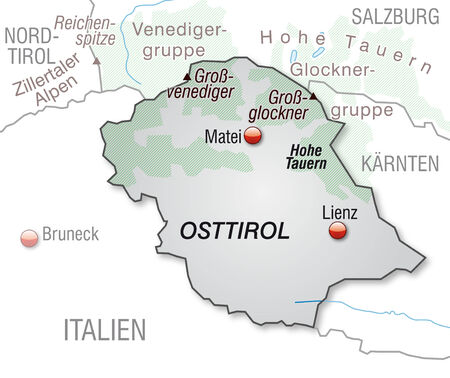 Map of East Tyrol as an overview map in grayのイラスト素材