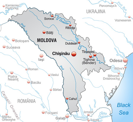 Map of Moldavia as an overview map in grayのイラスト素材