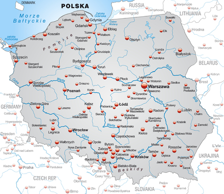 Map of Poland as an overview map in grayのイラスト素材