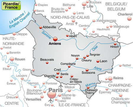 Map of Picardie as an overview map in grayのイラスト素材