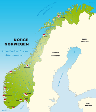 Map of Norway as an infographic in greenのイラスト素材