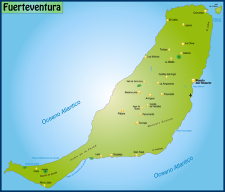 Map of Fuerteventura as an overview map in greenのイラスト素材