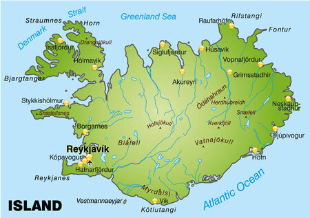 Map of Iceland as an overview map in greenのイラスト素材