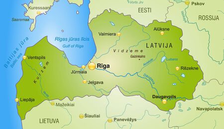Map of Latvia as an overview map in greenのイラスト素材