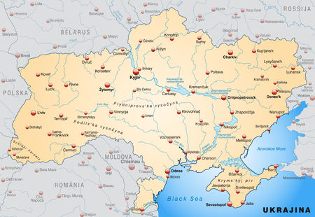 Map of Ukraine as an overview map in pastel orangeのイラスト素材
