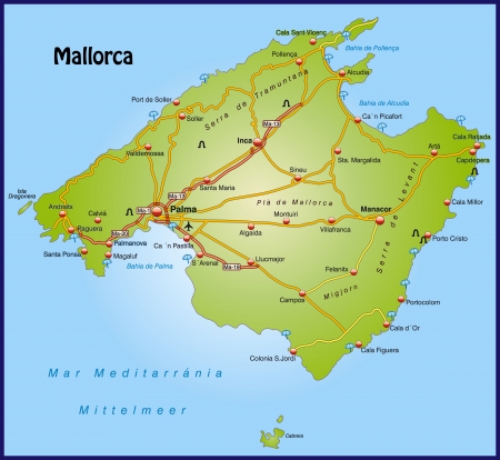 Map of mallorca with highways  のイラスト素材