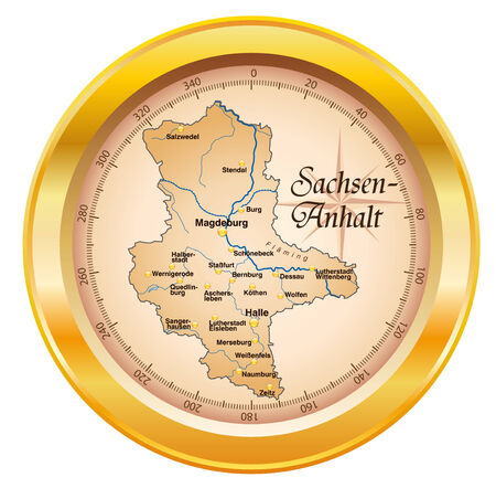 Map of Saxony-Anhalt as an overview map in goldのイラスト素材