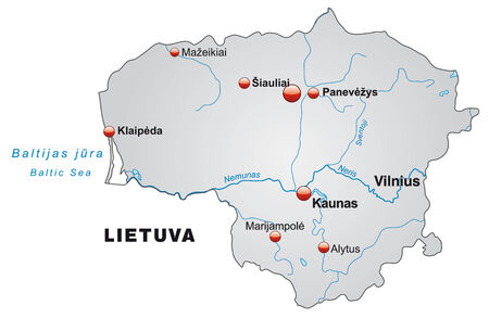 Map of Lithuania as an overview map in grayのイラスト素材