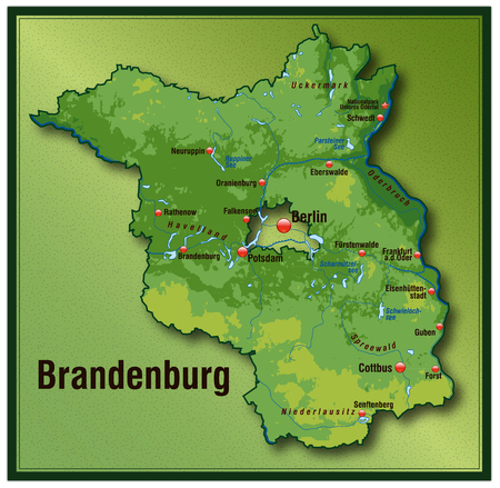 Map of Brandenburg as an overview map with hight layersのイラスト素材