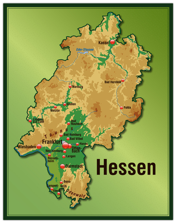 Map of Hesse as an overview map with hight layersのイラスト素材