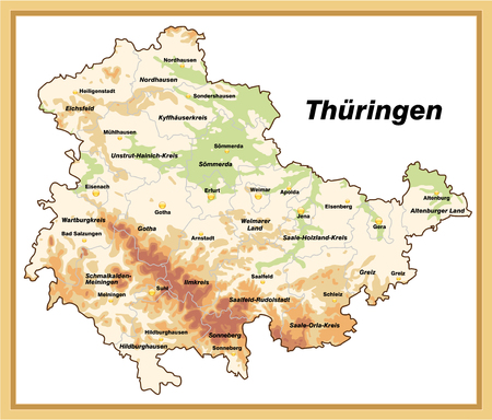 Map of thuringia as an overview map with hight layersのイラスト素材