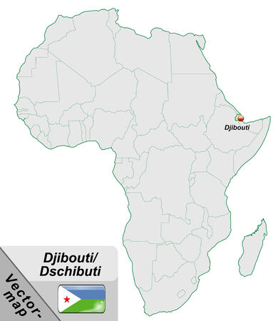 Map of Djibouti with main cities in pastel greenのイラスト素材