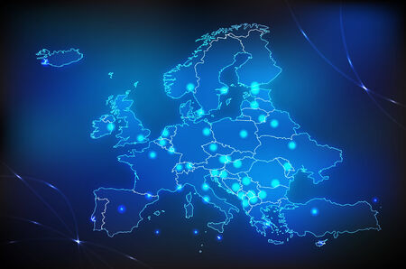 Map of europe with main cities with bright colorsのイラスト素材