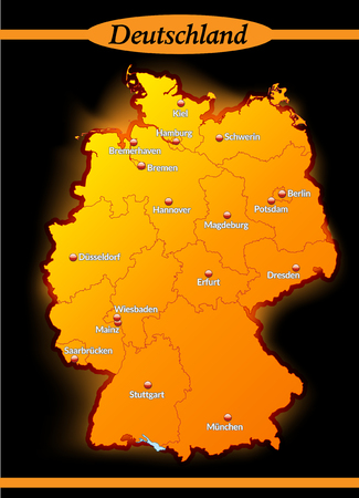 Map of Germany with main cities  のイラスト素材