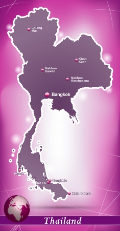 Map of Thailand with abstract background in violetのイラスト素材