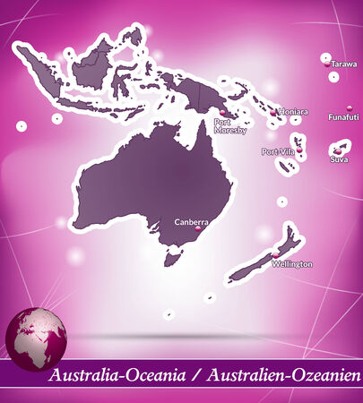 Map of australia-oceania with abstract background in violetのイラスト素材