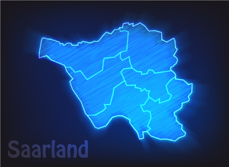 Map of Saarland with borders as scribleのイラスト素材