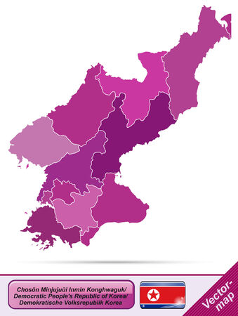 Map of North Korea with borders in violetのイラスト素材