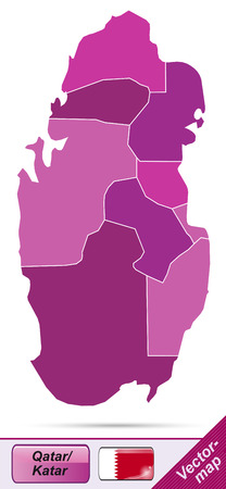 Map of Qatar with borders in violetのイラスト素材