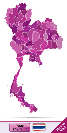 Map of Thailand with borders in violetのイラスト素材