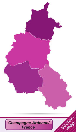 Map of Champagne-Ardenne with borders in violetのイラスト素材