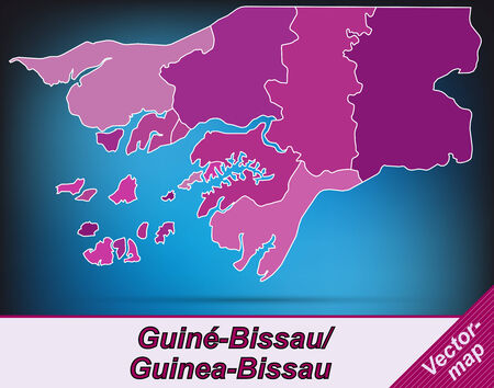 Map of Guinea Bissau with borders in violetのイラスト素材