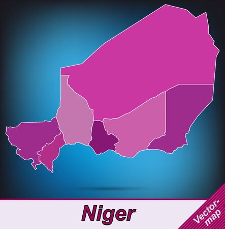 Map of Niger with borders in violetのイラスト素材