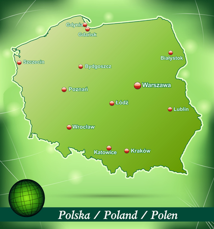 Map of Poland with abstract background in greenのイラスト素材