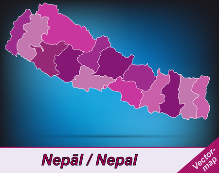 Map of Nepal with borders in violetのイラスト素材
