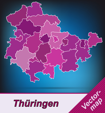 Map of thuringia with borders in violetのイラスト素材