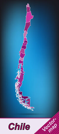 Map of Chile with borders in violetのイラスト素材