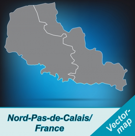 Map of North-pas-de-calais with borders in bright grayのイラスト素材