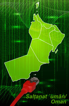 Map of Oman with borders in network designのイラスト素材