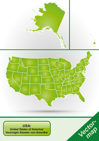 Map of USA with borders in greenのイラスト素材